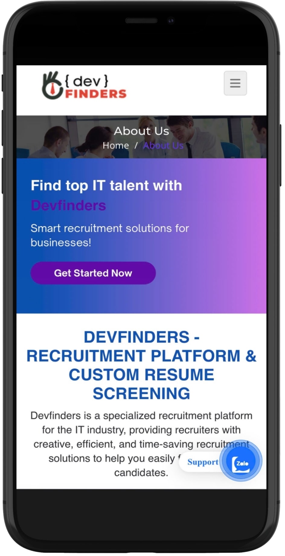 Devfinders screenshot